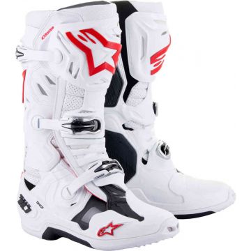 ALPINESTARS TECH 10 SUPERVENTED WHITE BRIGHT RED MAAT 10 / 44.5