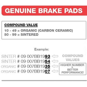 07BB3135 BRAKE PADS ORGANIC GENUINE